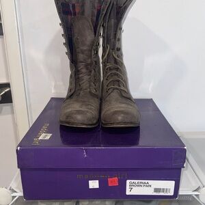 Madden Girl Gray Combat Boots with Plaid Detail